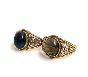 Anillos de latón de joyería fina hechos a mano con ajuste de bisel ovalado de mujer de labradorita natural para regalos y aniversarios - Product Image 2