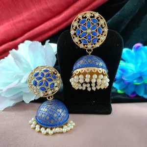 Tradicional Meenakari Jhumkas hecho a mano festivales étnicos boda vibrante esmalte joyería mujer moda pendientes colgantes - Product Image 1