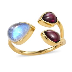 Bague en pierre de lune et grenat rouge artisanale très demandée pour un alignement énergétique ou l'amour et l'intuition disponibles au meilleur prix - Product Image 4