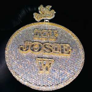 Pendentif personnalisé en diamant véritable pour homme, en argent sterling 925 plaqué or, style hip-hop, testé, 6 carats, bijou charme - Product Image 1