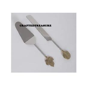 Ensembles de serveur de gâteau de mariage or d'acier inoxydable poli avec la conception d'écriture - Product Image 5