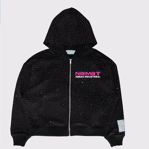 Best Selling Winter Arrival <b>Men's</b> 100% Cotton Thick Fleece Oversized <b>Zipper</b> <b>Hoodies</b> Rhinestone Quick Dry Breathable Customizable - Product Image 1