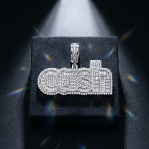 Collar con Letra Personalizada de Moissanita, Totalmente Incrustado en Piedras, Plata 925, Corte Brillante Redondo, Colgante con Nombre - Product Image 6