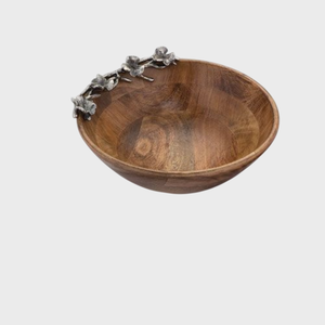 Cuenco redondo de madera de olivo hecho a mano con acentos florales, decoración elegante del hogar, cuenco de madera, ensaladera para uso en restaurante de Hotel - Product Image 3