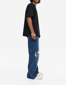 Jeans pour hommes avec logo personnalisé OEM, vente en gros de jeans pour hommes, coupe slim, jeans en denim extensible bleu pour hommes, design de créateur - Product Image 3