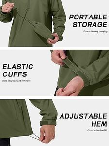 High Quality Men's <b>Olive</b> Green Hooded Waterproof Jacket With Zipper Closure And Packable Design For Men's - Product Image 5