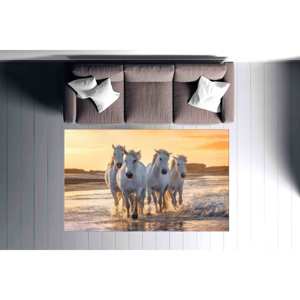 Alfombra Estampada con Caballos en la Playa: Alfombra Única con Diseño Animal para Decoración de Casa de Campo, Alfombra de Chenilla - Product Image 2