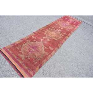 2.7x10.5 ft Turkish Rug, Vintage <b>Runner</b> Rug, <b>Red</b> Southwestern Wool Rug - Product Image 2
