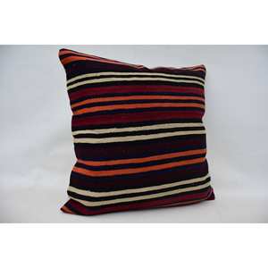 Multicolor Vintage Kilim Striped Wool <b>Pillow</b> 28x28 Inch Woven Decorative Cushion - Product Image 2