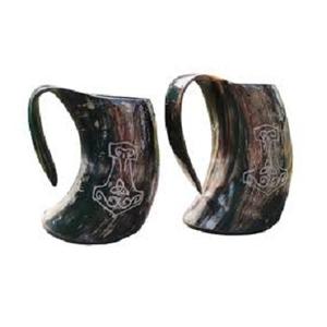 Taza para beber vikingo de cuerno africano Acabado a mano con mango curvo Cuerno para beber vikingo natural Tazas de cerveza agua Cuerno de búfalo - Product Image 5