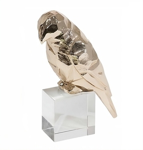 Lot de 2 statues de figurines d'oiseaux de haute qualité Design angulaire décoratif pour étagère ou table Prix direct d'usine Plaqué or - Product Image 2