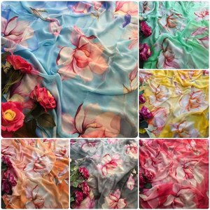 ชุดผ้าแพรจีออร์เจียแบบอินเดียที่สง่างามลายพิมพ์และขอบลูกไม้ไข่มุก6สีสำหรับปาร์ตี้ฤดูหนาวที่สวยงามมีให้เลือก - Product Image 6