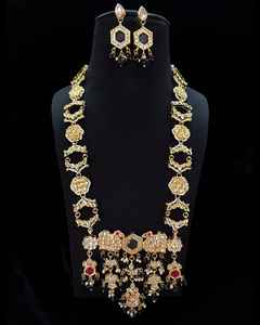 Colliers de fiançailles de mariage Kundan plaqué or pour femmes Bollywood Style ethnique numéro forme chaînes de mode matériel principal laiton - Product Image 4