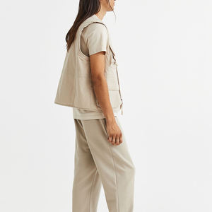 Pantalones de chándal acampanados Bootcut de cintura media personalizados con borde de corte bordado de ropa de calle para dobladillo crudo patrón recto diseño acampanado - Product Image 4