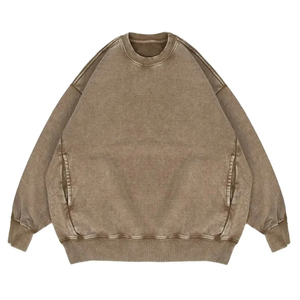 Pull à capuche unisexe ample et épais en coton, style streetwear, délavé à l'acide, vintage, pour l'hiver, vente en gros, personnalisable OEM - Product Image 2