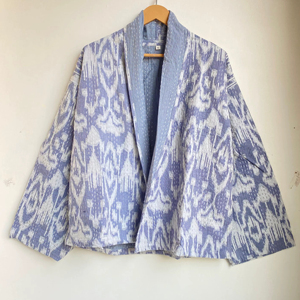 Kantha Veste courte à nouer sur le devant Veste ouverte Manteau japonais Jungle Print Jacket Cotton Women Festival Outerwear Christmas Gift - Product Image 5