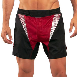 High-Quality Custom Logo MMA Fight <b>Shorts</b> For <b>Men's</b> featuring a bold red/black design and durable fabric training Wear <b>Shorts</b> - Product Image 1