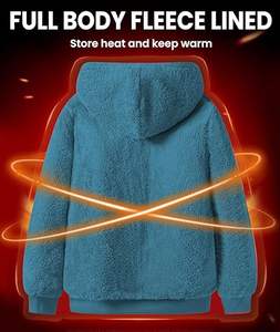 Breathable Pakistan Manufacturer Winter Warm Fleece Lined Hoodie Plain Dyed Zipper-Up <b>Sherpa</b> Fleece 100% Cotton Hoodies - Product Image 3