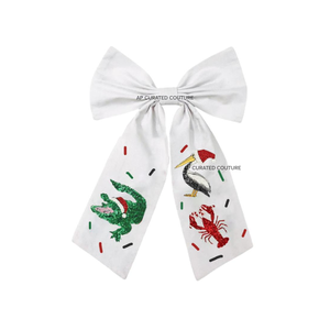 Conception de Noël faite à la main perles de rocaille arcs de cheveux personnalisé perlé broderie pinces à cheveux Styles de mode en gros arcs perlés - Product Image 2