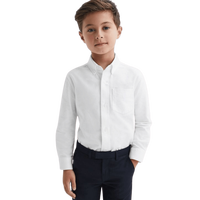 Chemise Oxford décontractée à col montant 100% coton biologique pour homme, manches longues, boutonnée, motif uni, poche, longueur courte, taille XL