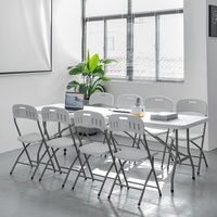 Tragbare weiße rechteckige 6ft faltbare Bankett tisch Outdoor Camping Catering Dining Rechteckige Outdoor-Klapp möbel