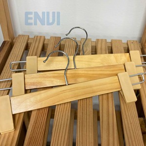 Wooden Clothing Hanger With Plastic Clips Foldable Rectangle Minimalist Design For Closet Use Lightweight Single Tier Hook - Product Image 6
