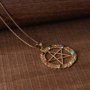 Fashionable <b>Pentagram</b> <b>Necklaces</b> Gothic Brass Pendant for Women 18k Gold Plated Boho Celestial Star Design for Wholesale/OEM/ODM - Product Image 4