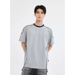 NH27 Camiseta de manga corta con cuello redondo para hombre, tela de algodón transpirable de ajuste moderno, estilo versátil para uso diario - Product Image 4