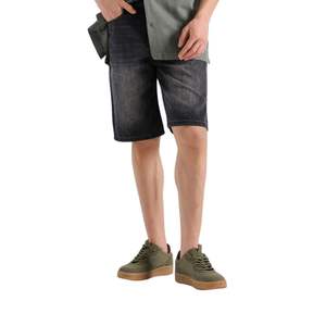 Noir lavé taille haute hommes décontracté coton été Streetwear coupe droite élégant confortable Denim Shorts - Product Image 1