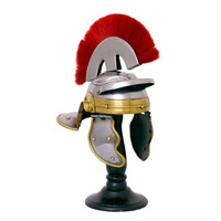 Casque de Centurion MINIATURE, Réplique Médiévale Faite à la Main, en Acier Doux Découpé, Émail Incrusté, Armure de Calibre 18, 20x24cm, pour Cinéma/TV
