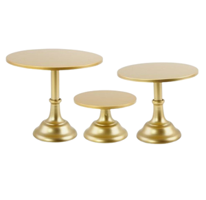 Ensemble de trois présentoirs à gâteaux en métal à un étage avec finition dorée Table à dessert en métal fabriqué par India - Product Image 1