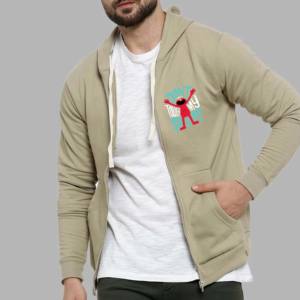 Sudadera con capucha corta personalizada para hombre, 100% algodón, forro polar oversize, transpirable, a la moda, con efecto deslavado por el sol, bajo con dobladillo sin rematar y bordado - Product Image 1