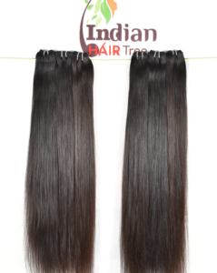 Extensiones de Cabello Humano Indio Virgen Natural sin Procesar, Color Castaño Natural, Mechones Lisos, Trama Doble a Máquina, Cutícula Alineada - Product Image 1