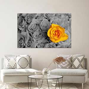 Impression sur toile Rose Jaune : Art mural graphique floral élégant, toile encadrée - Product Image 1