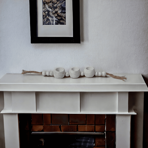 Artisan indien Bougeoir blanc décoratif moderne fabriqué à la main 2 petits bol Section guirlande perlée Design lanterne de Noël - Product Image 5