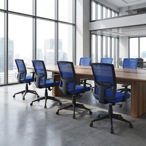 Nouvelle-Orléans bleu maille tâche chaise de bureau hauteur réglable mousse tissu matériel pour salon fer acier plastique aluminium PU - Product Image 2