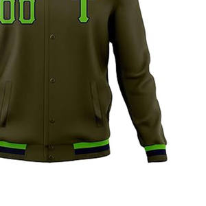 Veste de sport universitaire décontractée pour hommes Manteau Letterman à la mode sans capuche avec col montant Veste à motif enduit pour hommes - Product Image 3