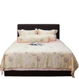 Vente chaude été pour Tencel ensemble de literie 100% housse de couette matelassée avec taie d'oreiller imprimée feuille Assurance qualité motif solide - Product Image 1