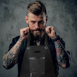 Delantales lavables multiusos de peluquería vaquera con bolsillos estilo de lavado estilista de salón hombres mujeres delantal de salón de belleza ajustable - Product Image 5