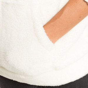 Sweat-shirts à capuche en tricot imprimé surdimensionné pour femmes, 100% coton sherpa, streetwear d'automne, demi-zip, polaire d'hiver, cordon de serrage - Product Image 3
