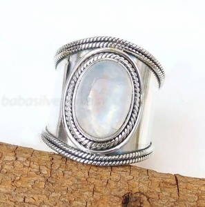 925 argent Sterling Style classique pierre de lune bague à la main ovale coupe pierres précieuses bijoux lunette réglage fiançailles anniversaire cadeau - Product Image 3