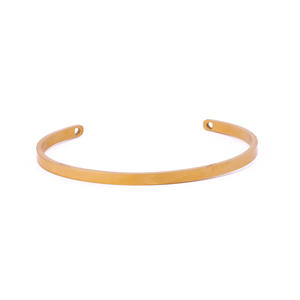 Simple Open Cuff Adjustable <b>Gold</b> <b>Plated</b> <b>Bangles</b> Bracelets Bullion Geometric Design Brass Material Fashion <b>Bangle</b> Bracelet - Product Image 2