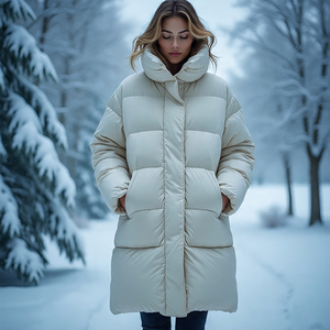 Haute qualité longue bouffante rembourré vestes femmes décontracté Streetwear bouton vers le bas à manches longues matelassé veste bulle pardessus femme - Product Image 3