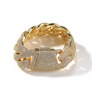 สร้อยคอฮิปฮอปสีทองสุดหรู VVS Moissanite ประดับเพชรแบบส่วนตัวกำไลข้อมือคิวบาสำหรับผู้ชาย - Product Image 4