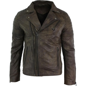 Chaqueta de cuero de oveja para hombre, chaqueta de motociclista de cuero genuino suave, ropa de abrigo elegante y a la moda, abrigo informal de invierno para hombre - Product Image 4