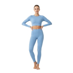 Conjunto Deportivo de Alta Calidad en Oferta, Bra Deportivo y Leggings de Cintura Alta, Ropa Deportiva de Manga Larga para Gimnasio, Ropa Deportiva para Mujer - Product Image 1