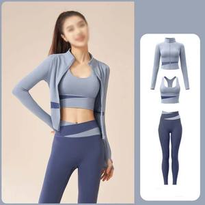 Ensemble soutien-gorge de sport sans couture et extensible pour le pouce, pantalon de yoga, pantalon d'entraînement, ensemble de 3 pièces, 2 pièces - Product Image 4