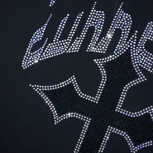 Sweat à capuche vintage délavé à l'acide avec broderie personnalisée, veste en strass, sweat à capuche en molleton pour homme, streetwear - Product Image 4