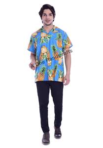 2023เสื้อผู้ชายแขนสั้นพิมพ์ลายสับปะรดสไตล์ฮาวายสไตล์ลำลอง - Product Image 3