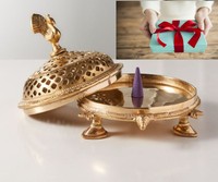 Soporte de incienso de metal hueco dorado creativo, diseño moderno ecológico, aroma de té y Benjuí, uso de regalo, decoración del hogar